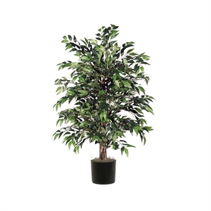 Pemberly Row 4' Artificial Smilax Bush with Black Plastic Pot in Dark Green