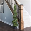 Pemberly Row 4' Plastic Artificial Potted Boxwood Spiral Tree in Green