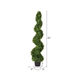 Pemberly Row 4' Plastic Artificial Potted Boxwood Spiral Tree in Green