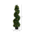 Pemberly Row 3' Plastic Artificial Potted Cedar Spiral Tree with LED in Green