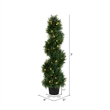 Pemberly Row 3' Plastic Artificial Potted Cedar Spiral Tree with LED in Green