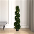 Pemberly Row 4' Plastic Artificial Potted Cedar Spiral Tree with LED in Green