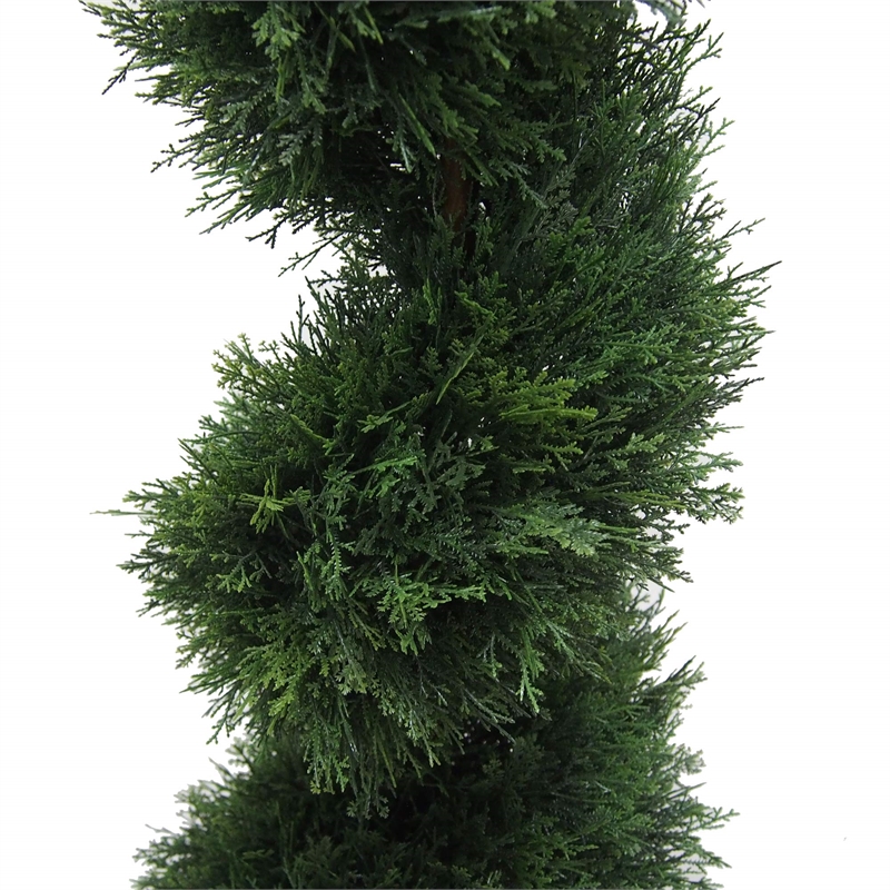 Pemberly Row 5' Plastic Artificial Potted Cedar Spiral Tree in Green