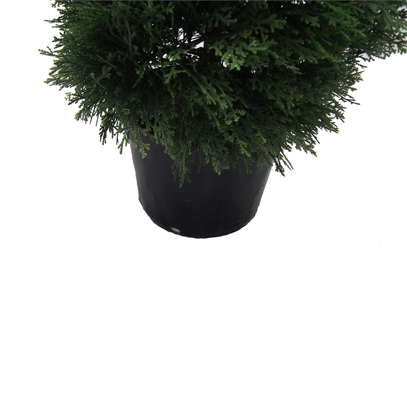 Pemberly Row 5' Plastic Artificial Potted Cedar Spiral Tree in Green