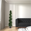 Pemberly Row 5' Plastic Artificial Potted Cedar Spiral Tree in Green