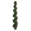 Pemberly Row 6' Plastic Artificial Potted Cedar Spiral Tree in Green