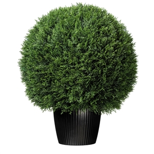 Pemberly Row 24&quot Contemporary Plastic Artificial Cedar Ball in Green