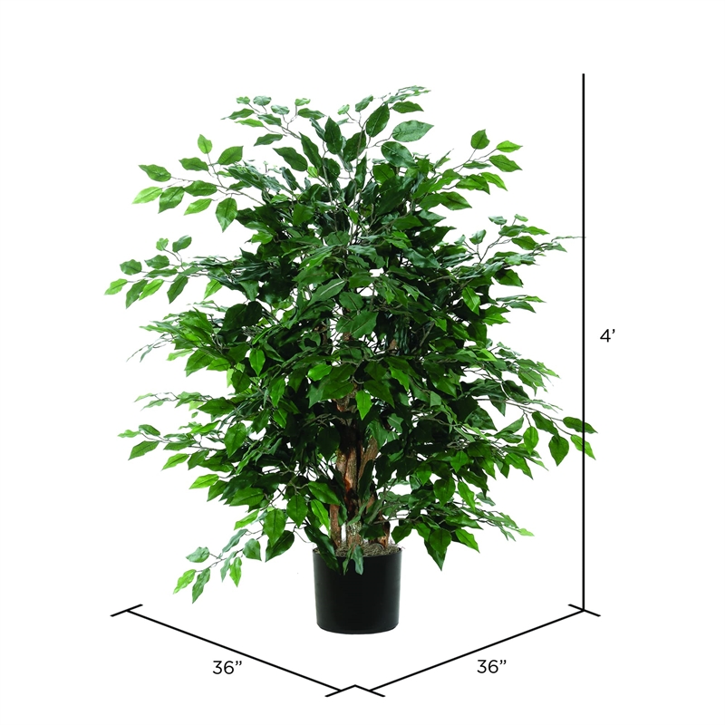 Pemberly Row 4' Artificial Ficus Extra Full Bush with Basket in Dark Green