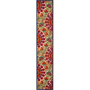 Pemberly Row Contemporary 2'3&quotx12' Red/Multi Indoor/Outdoor Rug
