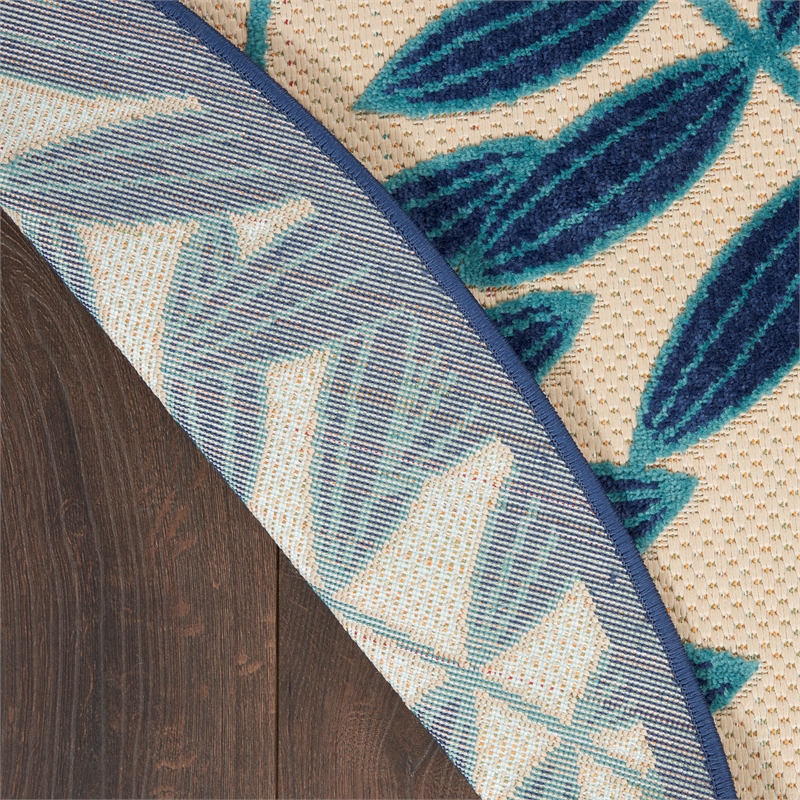 Pemberly Row Contemporary 4' Round Navy Indoor/Outdoor Plush Rug