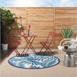 Pemberly Row Contemporary 4' Round Navy Indoor/Outdoor Plush Rug