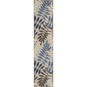 Pemberly Row Contemporary 2'3&quotx10' Gray/Blue Indoor/Outdoor Rug