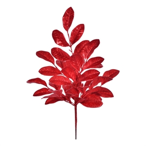 Pemberly Row 25&quot Red Artificial Apple Leaf Glitter Bush. 2 per bag.