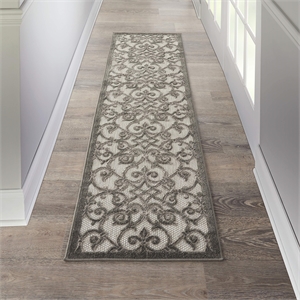 Pemberly Row Contemporary 2'3&quotx8' Gray/Charcoal Indoor/Outdoor Rug