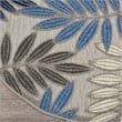 Pemberly Row Contemporary 4' Round Gray/Blue Indoor/Outdoor Rug