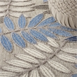 Pemberly Row Contemporary 4' Round Gray/Blue Indoor/Outdoor Rug