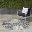 Pemberly Row Contemporary 4' Round Gray/Blue Indoor/Outdoor Rug