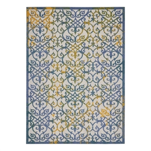 Pemberly Row 9'x12' Ivory Blue Indoor/Outdoor Polypropylene Rug