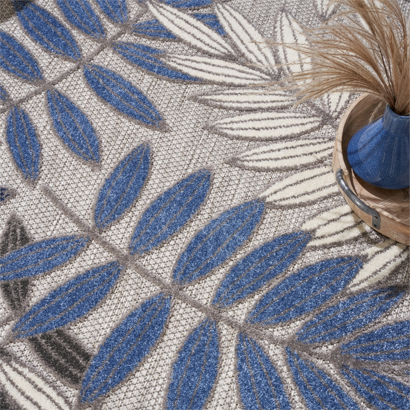Pemberly Row 6'x9' Gray/Blue Indoor/Outdoor Polypropylene Rug
