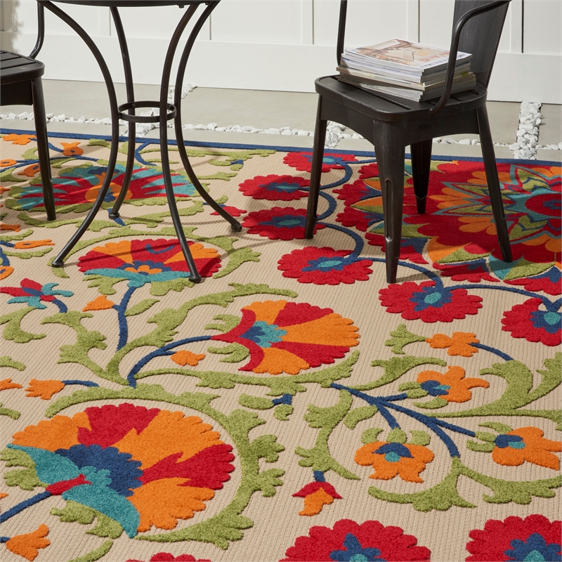 Pemberly Row 7'x10' Red/Multi Indoor/Outdoor Polypropylene Rug