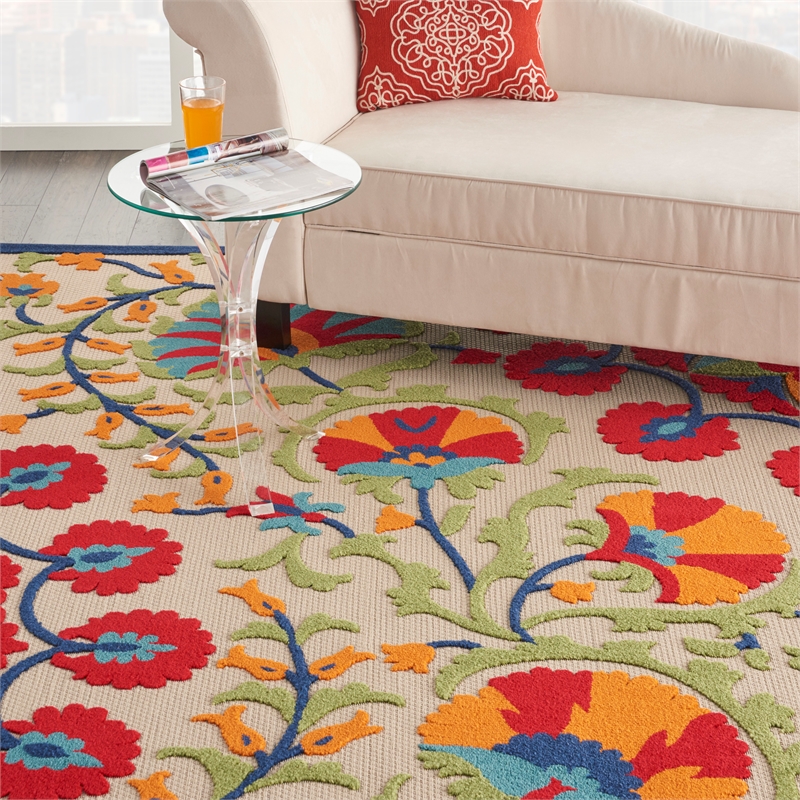 Pemberly Row 7'x10' Red/Multi Indoor/Outdoor Polypropylene Rug