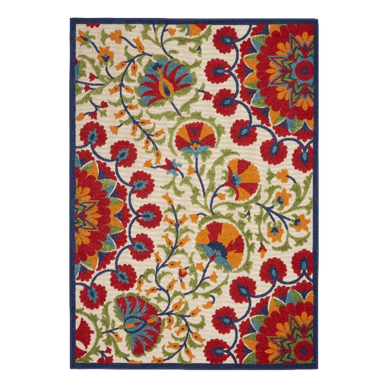 Pemberly Row 7'x10' Red/Multi Indoor/Outdoor Polypropylene Rug