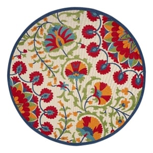 Pemberly Row 7'10&quot Round Multi-color Indoor/Outdoor Polypropylene Rug
