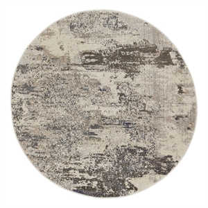 Pemberly Row 5'3&quotxRound Fabric Indoor Rug in Ivory/Gray Finish