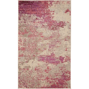 Pemberly Row Modern / Contemporary 3'x5' Ivory/Pink Indoor Rug