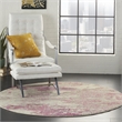 Pemberly Row 4' Round Ivory/Pink Modern Indoor Polypropylene Rug