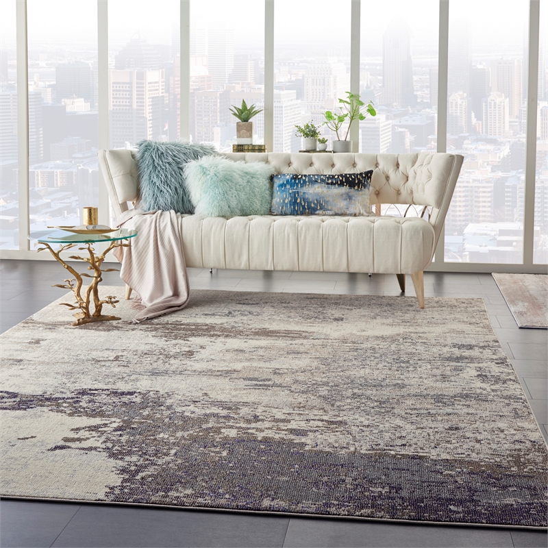 Pemberly Row Modern / Contemporary 9'x12' Ivory/Gray Indoor Rug