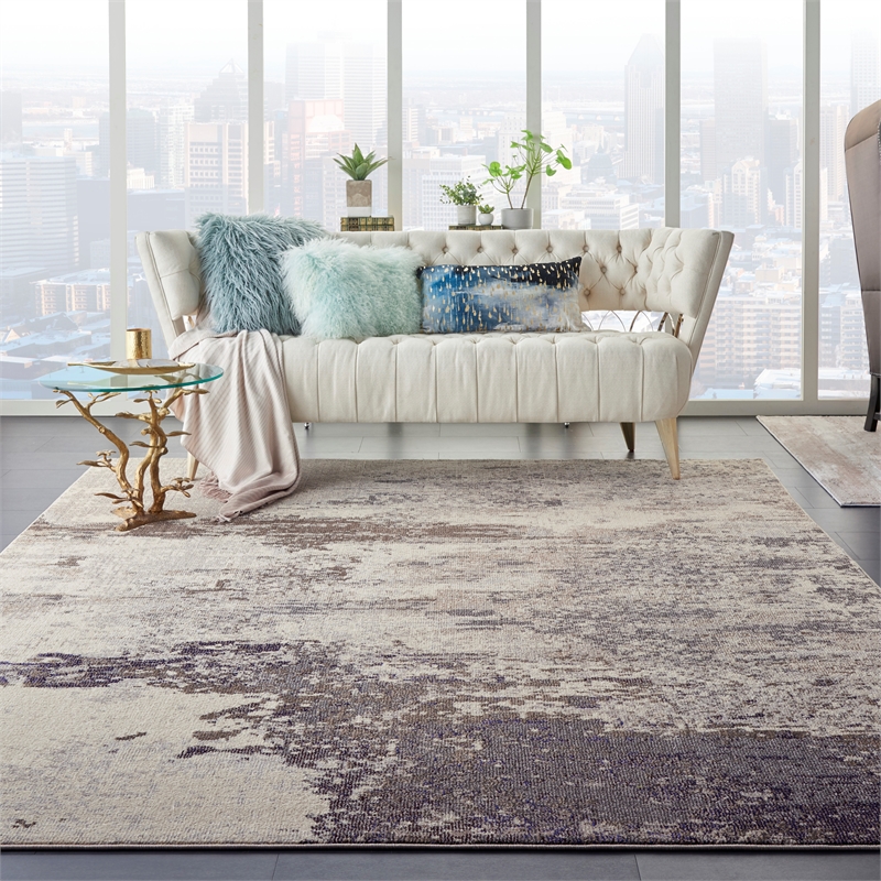 Pemberly Row Modern / Contemporary 9'x12' Ivory/Gray Indoor Rug