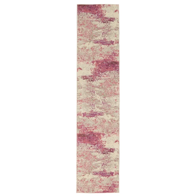 Pemberly Row Modern / Contemporary 2'x6' Ivory/Pink Indoor Rug