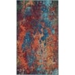 Pemberly Row 2'x4' Blue and Red Fabric Modern Area Rug (2'x4')
