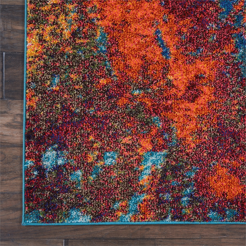 Pemberly Row 7'x10' Blue and Red Fabric Modern Area Rug (7'x10')
