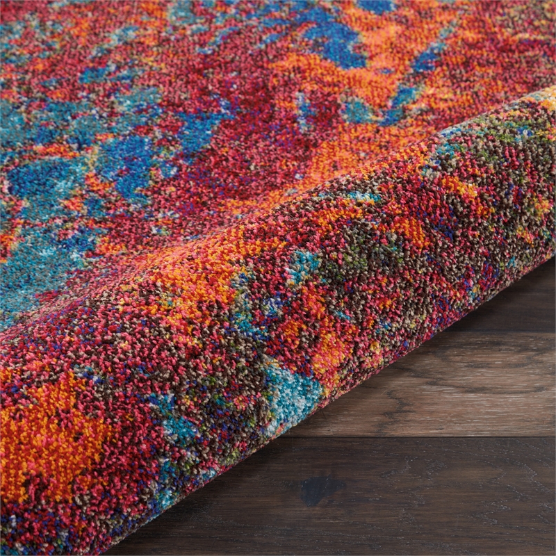 Pemberly Row 7'x10' Blue and Red Fabric Modern Area Rug (7'x10')