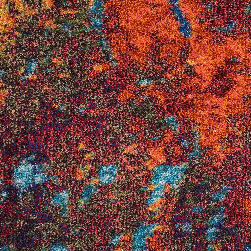 Pemberly Row 7'x10' Blue and Red Fabric Modern Area Rug (7'x10')