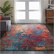 Pemberly Row 7'x10' Blue and Red Fabric Modern Area Rug (7'x10')