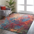 Pemberly Row 7'x10' Blue and Red Fabric Modern Area Rug (7'x10')