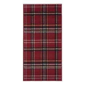 Pemberly Row Contemporary 2'x4' Red Rustic Indoor Polypropylene Rug