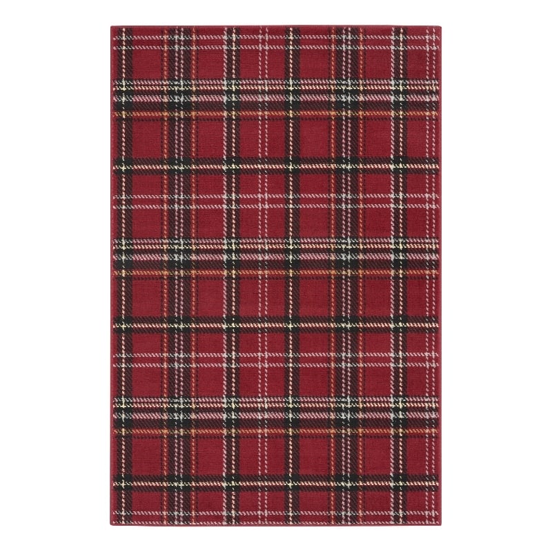 Pemberly Row Contemporary 3'x5' Red Rustic Indoor Polypropylene Rug