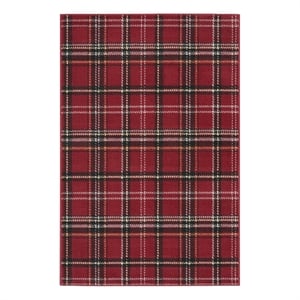 Pemberly Row Contemporary 3'x5' Red Rustic Indoor Polypropylene Rug