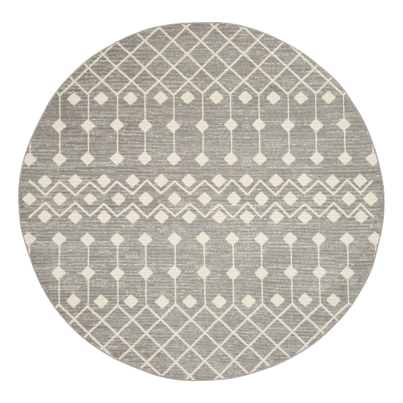 Pemberly Row 8' Round Gray Bohemian Indoor Polypropylene Rug