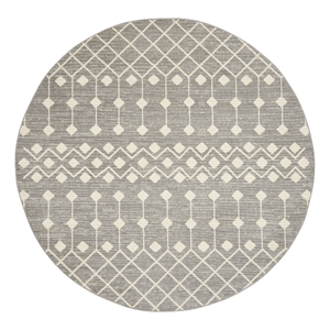 Pemberly Row 8' Round Gray Bohemian Indoor Polypropylene Rug
