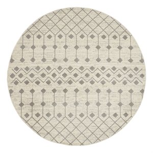 Pemberly Row 8' Round Ivory/Gray Bohemian Indoor Polypropylene Rug