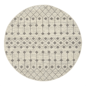 Pemberly Row 5'3&quotxRound Ivory/Gray Bohemian Indoor Polypropylene Rug