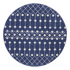 Pemberly Row 5'3&quotxRound Navy Bohemian Indoor Polypropylene Rug