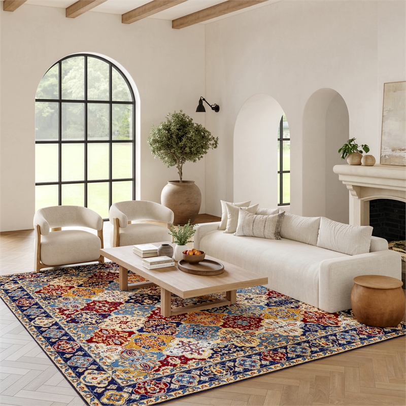 Pemberly Row 8'x10' Multicolor Fabric Bohemian Area Rug (8'x10')