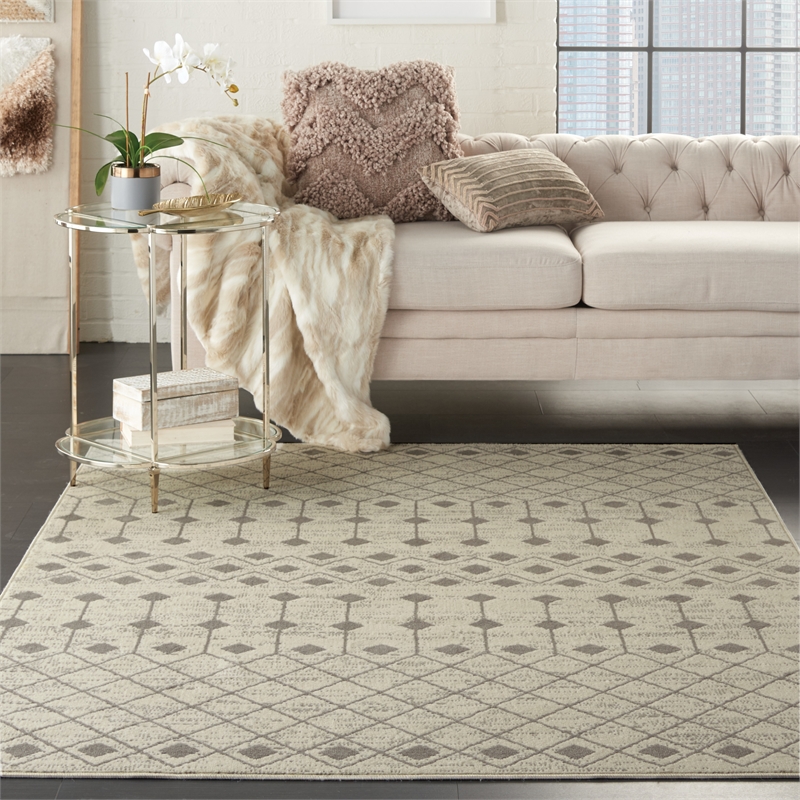 Pemberly Row 6'x9' Ivory/Gray Bohemian Indoor Polypropylene Rug