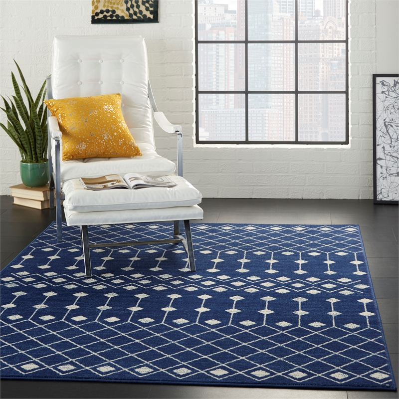 Pemberly Row Transitional 6'x9' Navy Bohemian Indoor Polypropylene Rug